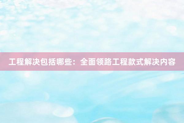 工程解决包括哪些：全面领路工程款式解决内容
