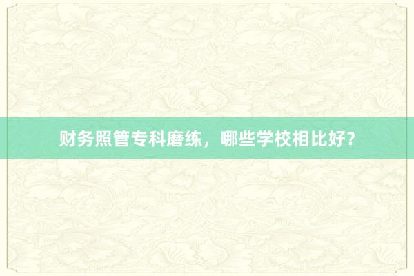 财务照管专科磨练，哪些学校相比好？